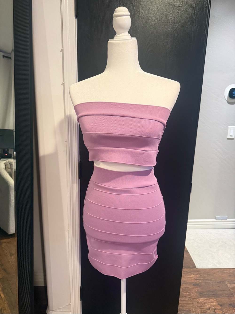 Lilac Bandage Two-Piece Tube Top and Mini Skirt